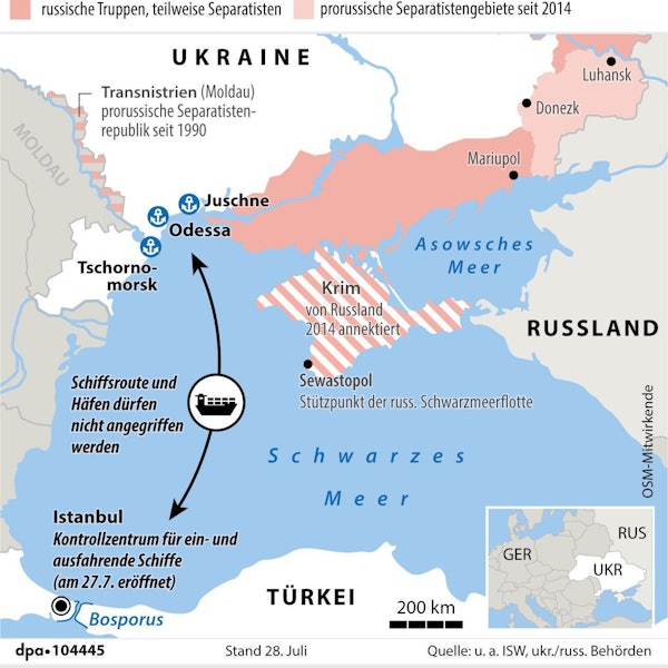 Übersichtskarte zum Abkommen zum Getreideexport.