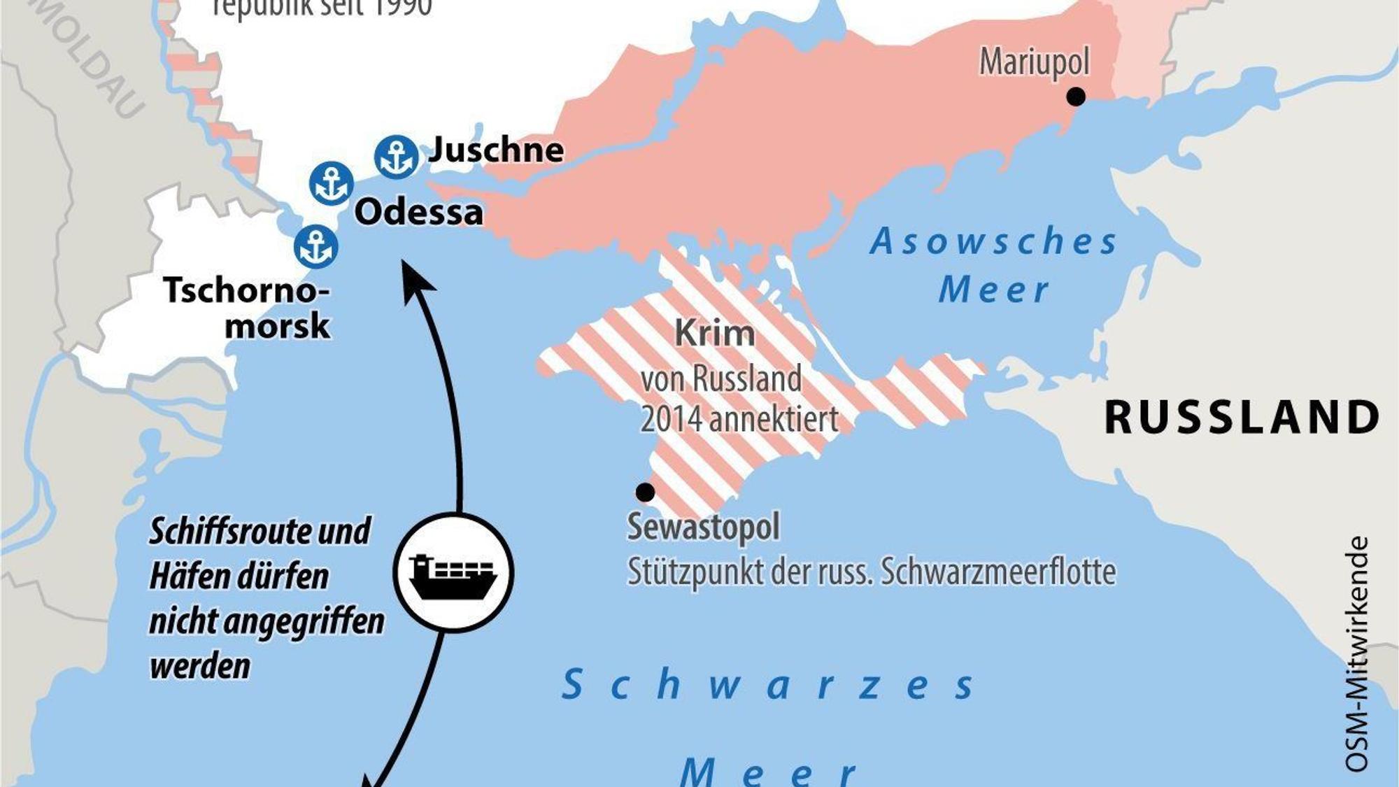 Übersichtskarte zum Abkommen zum Getreideexport.