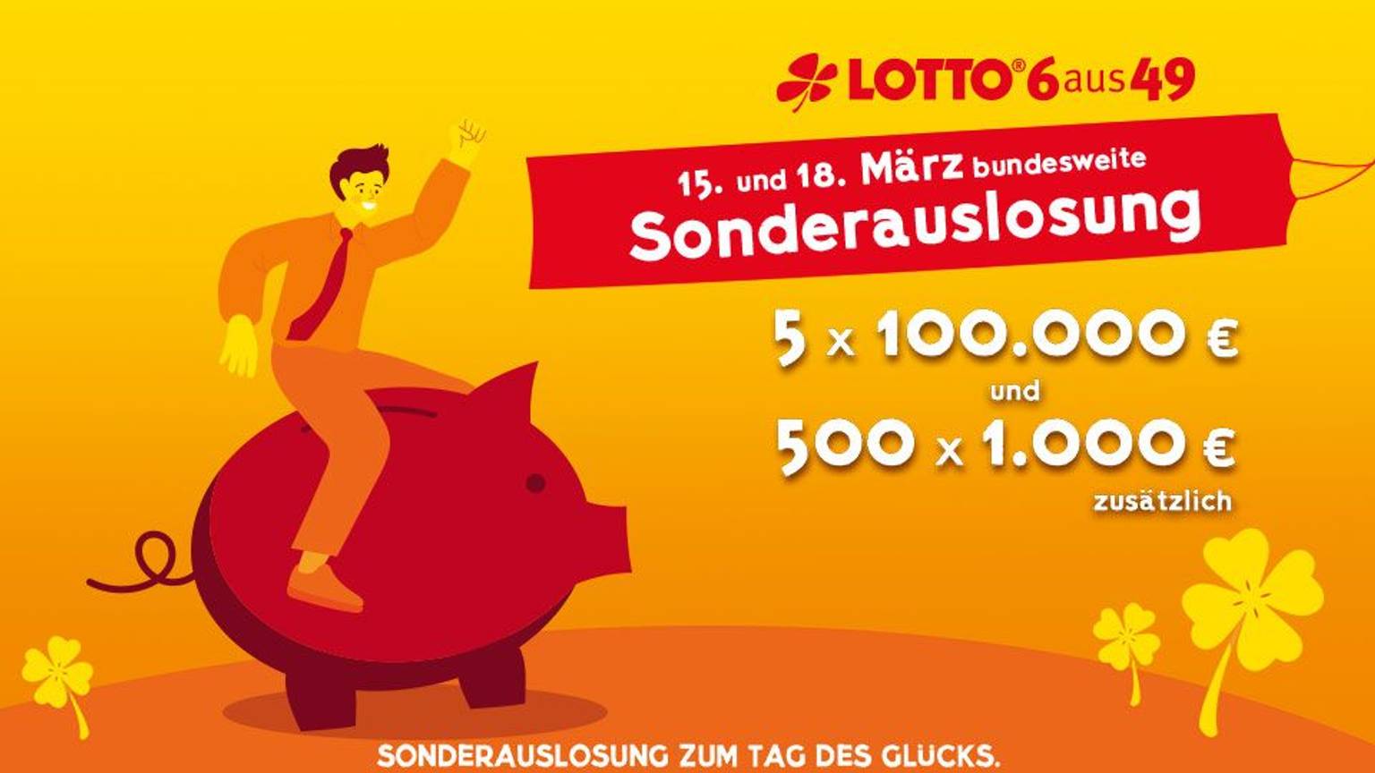 WestLotto Infobild zur Lotto 6aus49 Sonderauslosung zum Tag des Glücks.
