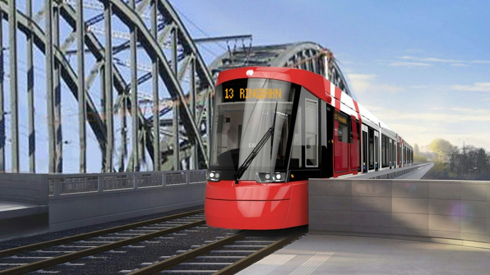 Visualisierung Ringschluss Linie 13. Neue ÖPNV-Brücke neben der Südbrücke.