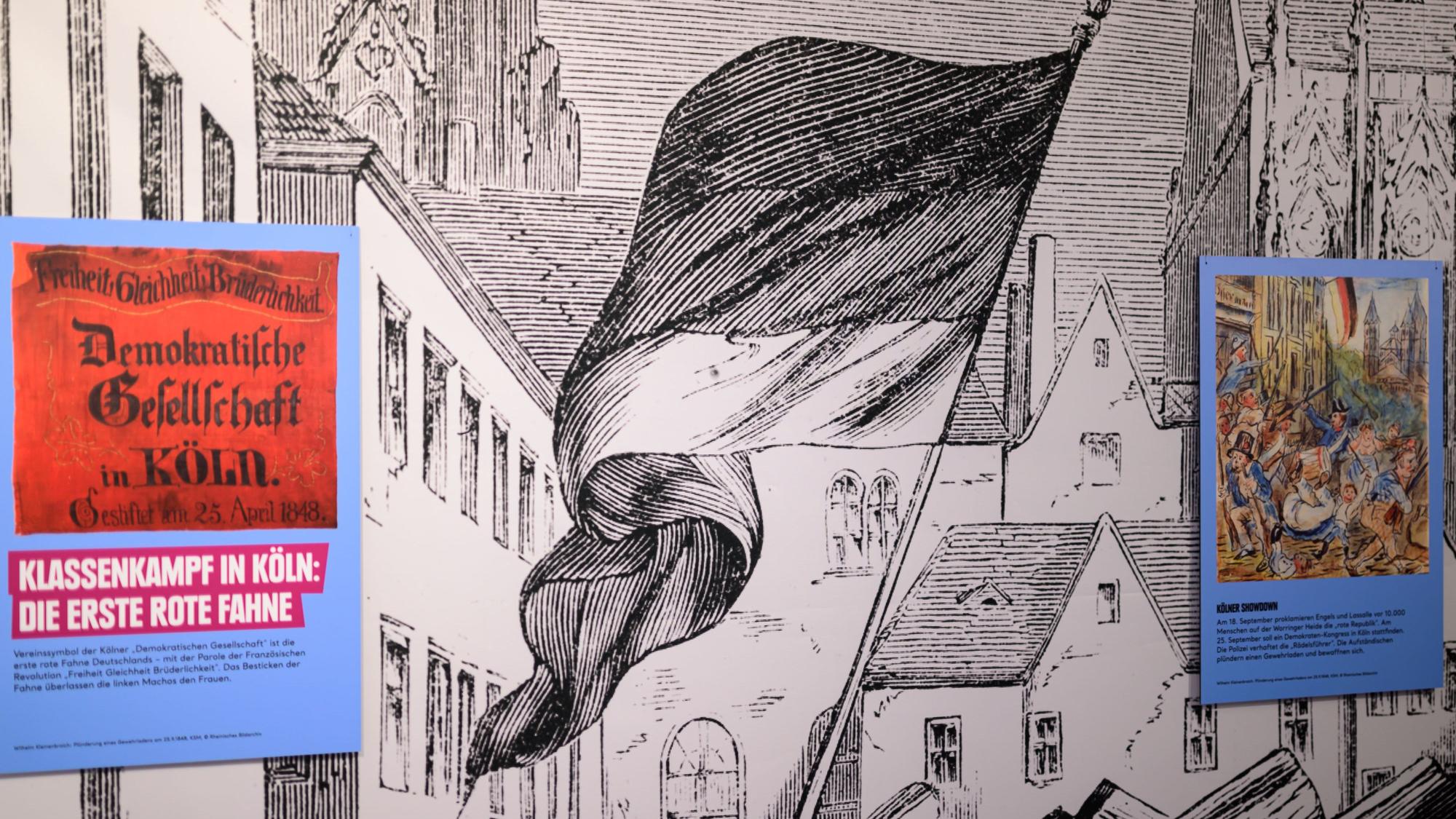 Blick in die Ausstellung im Stadtmuseum Köln zur Revolution von 1848.