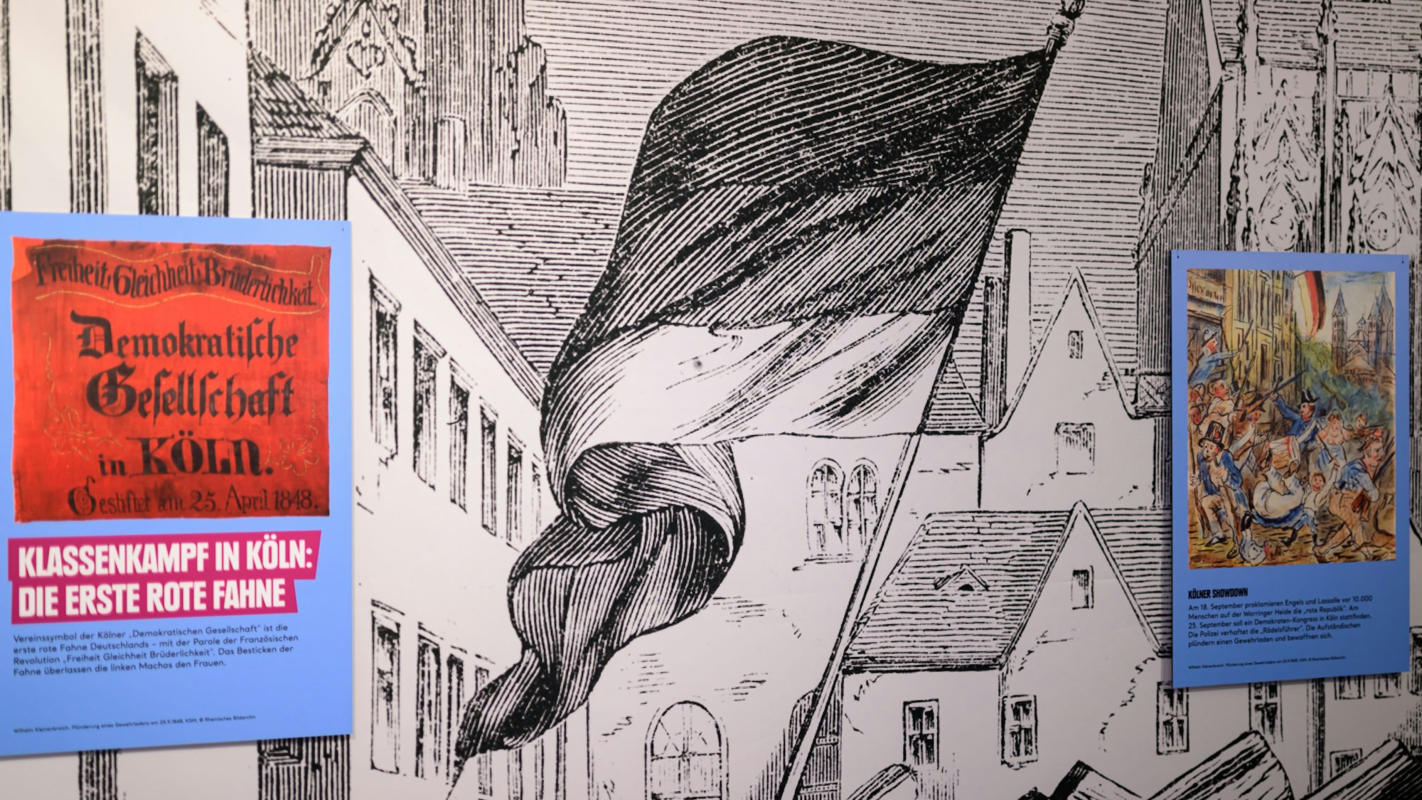 Blick in die Ausstellung im Stadtmuseum Köln zur Revolution von 1848.