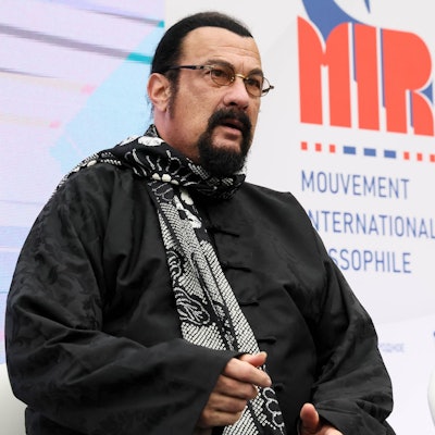 US-Schauspieler Steven Seagal beim Kongress des „International Russophile Movement“ im Pushkin Museum in Moskau.