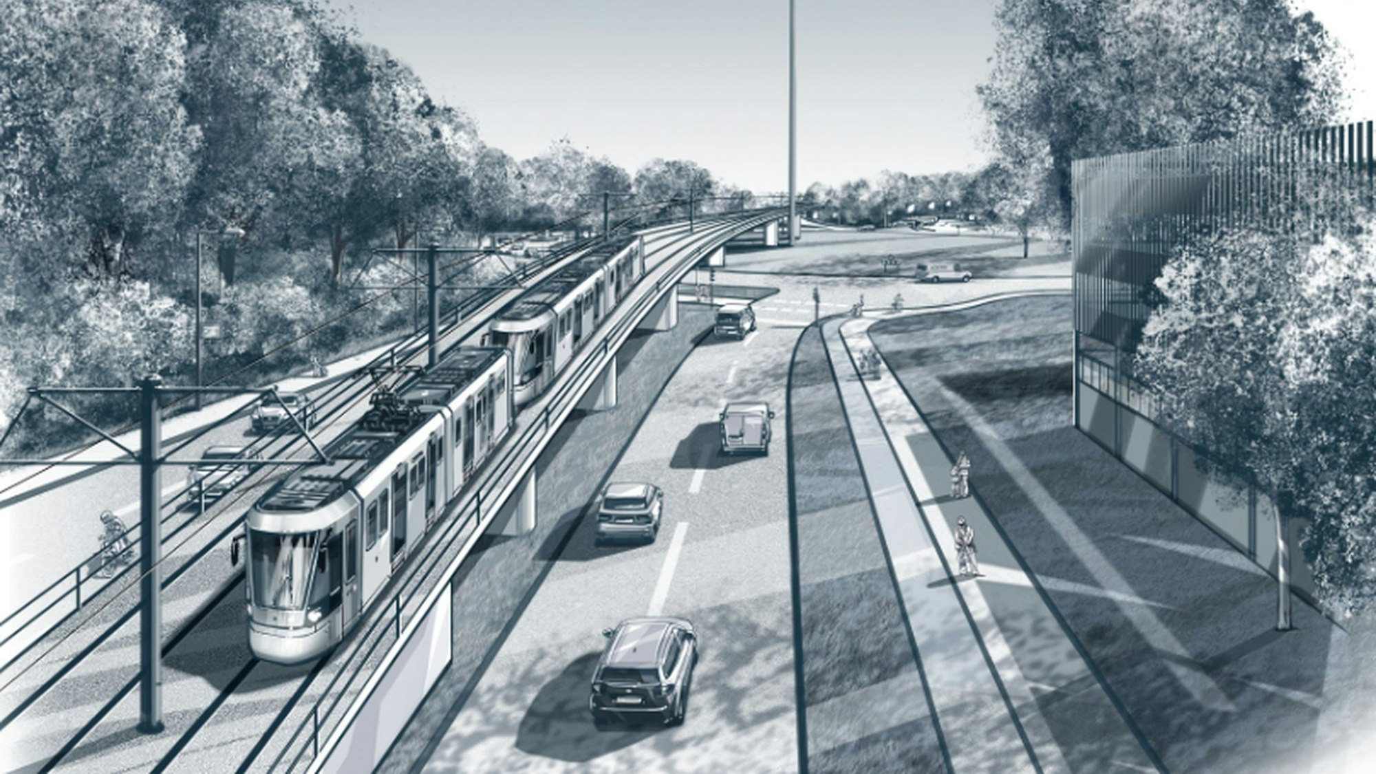 Die Visualisierung der Vorzugslinienführung am Verteilerkreis.