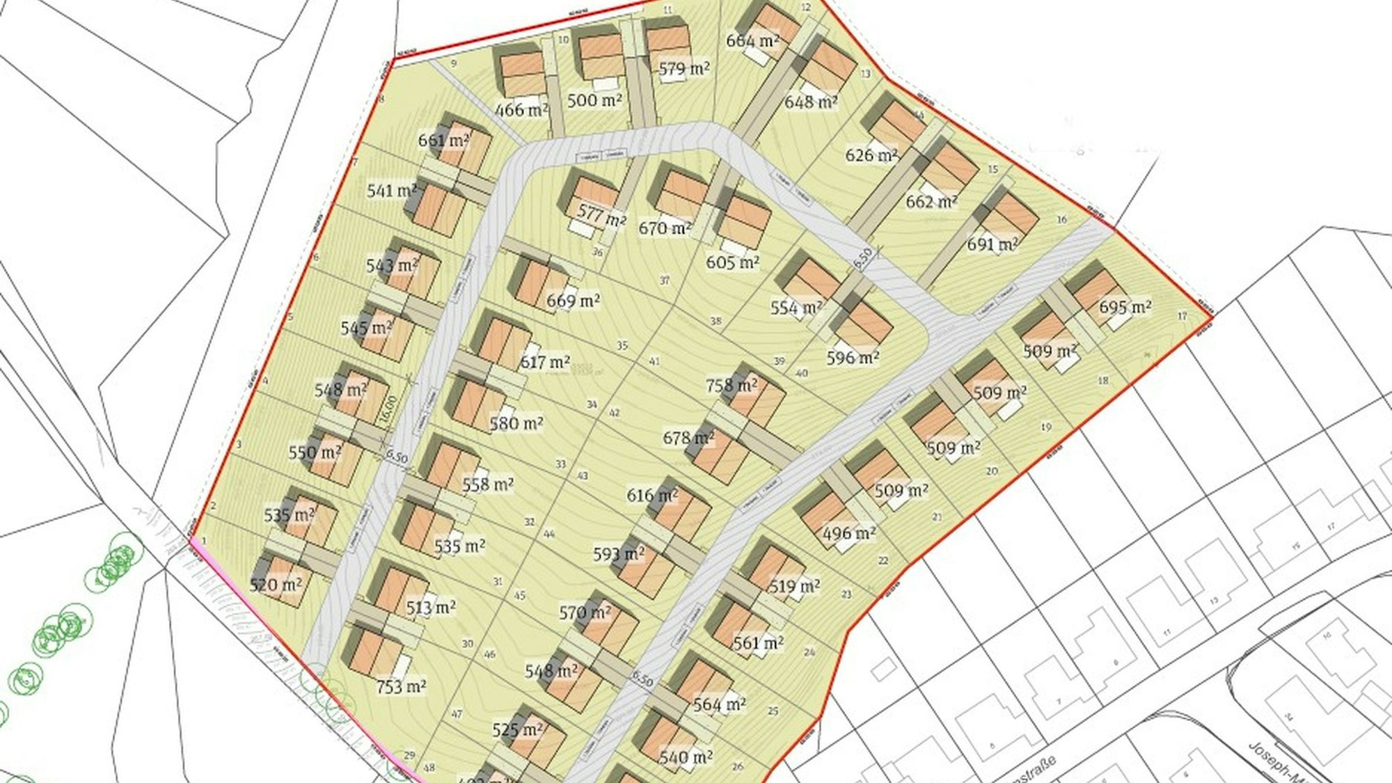 Eine Grafik des Neubaugebietes.