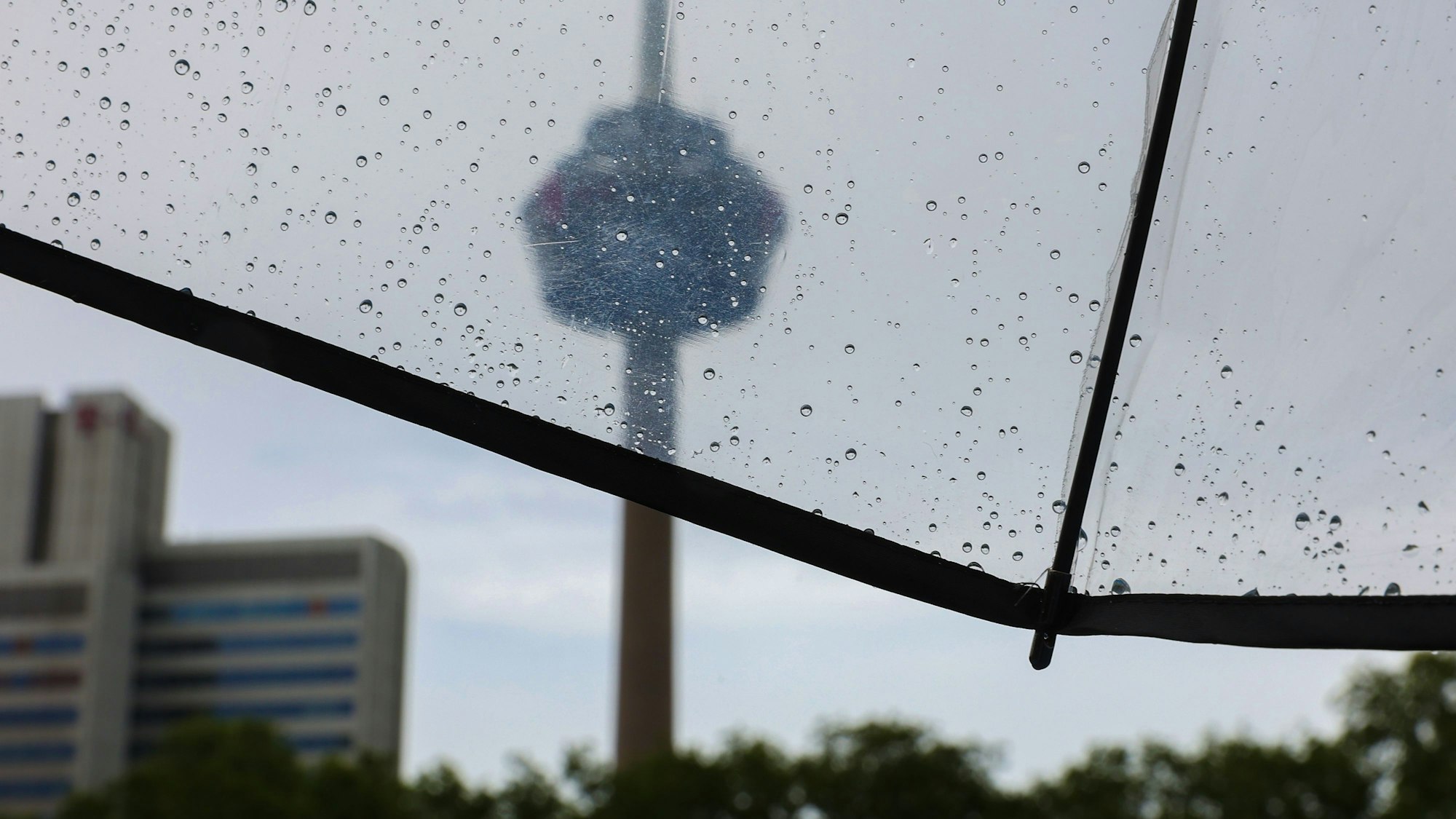 Regenschauer mit Colonius im Hintergrund.