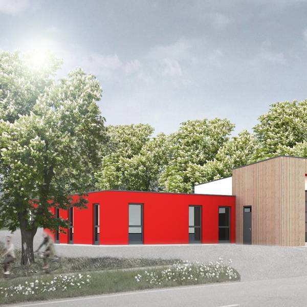 Die Visualisierung zeigt, wie das neue Feuerwehrgerätehaus in herhahn aussehen könnte.