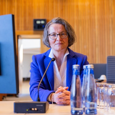 Ina Scharrenbach (CDU), Bau- und Kommunalministerin von Nordrhein-Westfalen, im Februar 2023 als Zeugin beim Landtags-Untersuchungsausschuss „Hochwasserkatastrophe“