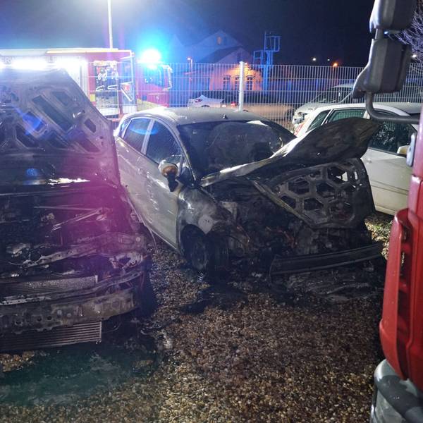 Zwei Autos wurden bei einem Brand zerstört.