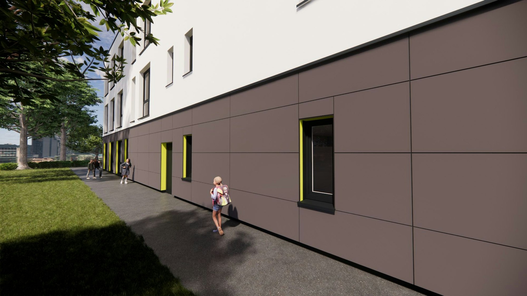 Visualisierung der Sofortschule in Bergisch Gladbach-Hebborn.