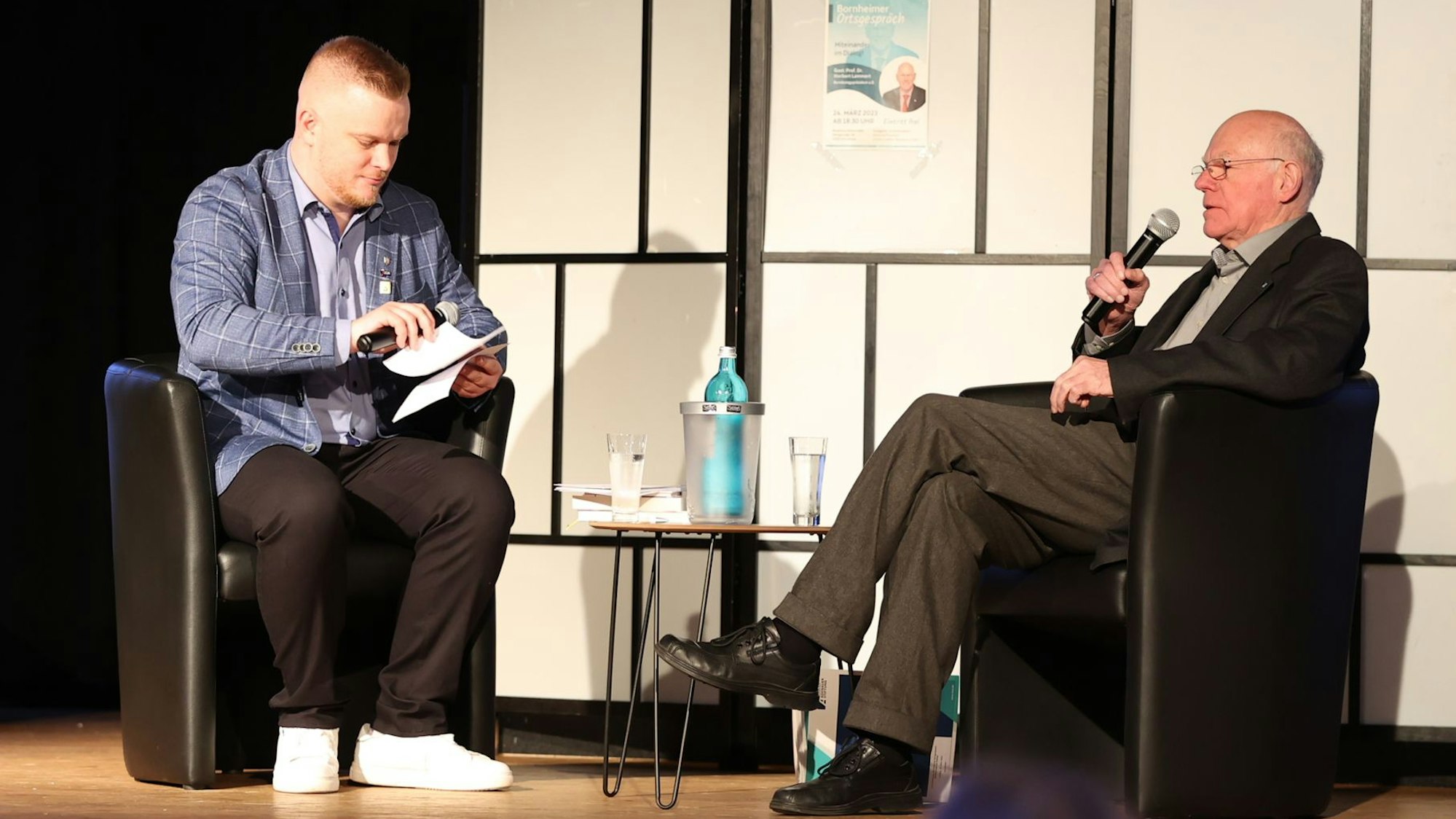 Dominik Pinsdorf und Bundestagspräsident a.D. Norbert Lammert am 24.03.2023 bei Miteinander im Dialog in der Kaiserhalle in Bornheim. Foto Copyright: Petra Reuter