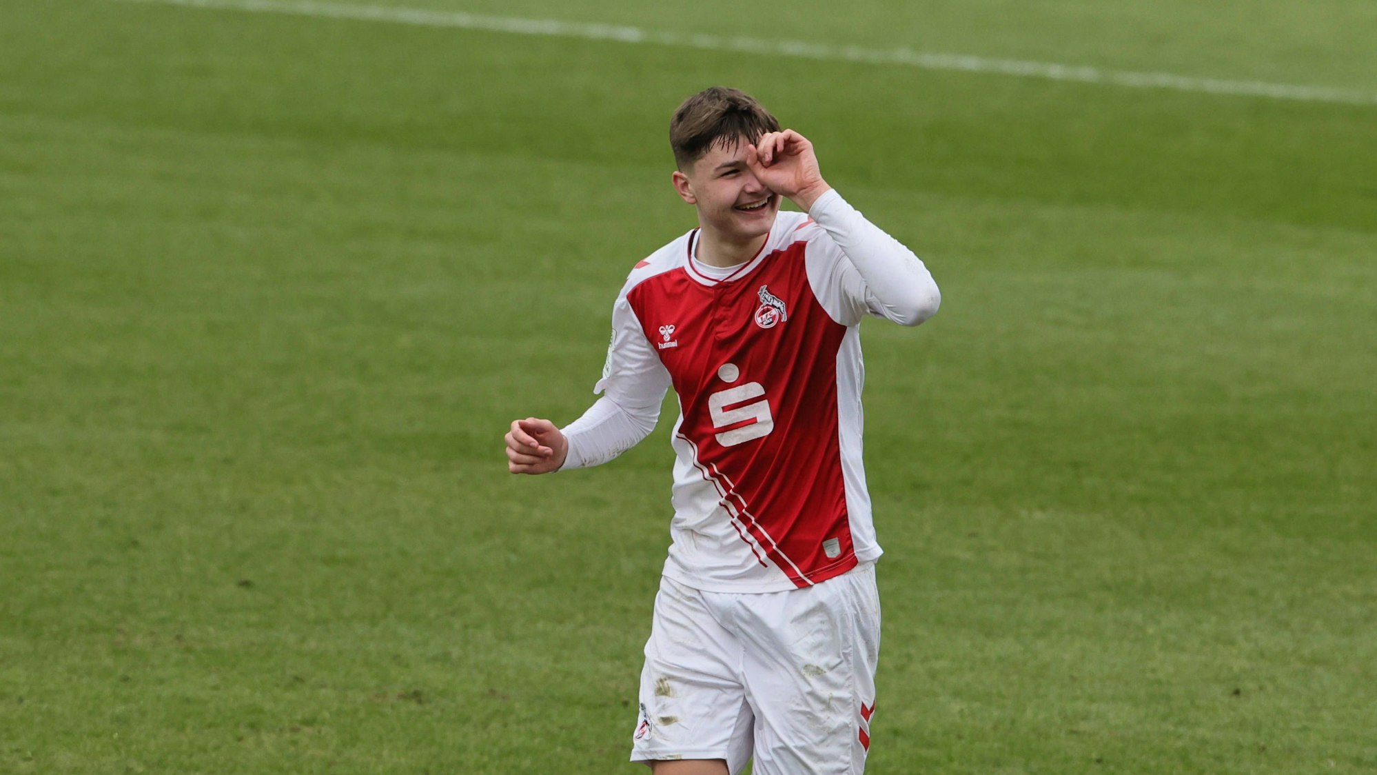 1.FC Köln U19 vs. Bayer Leverkusen U19, A Junioren Bundesliga West, Jubel nach dem Tor zum 2:0 um Jaka Cuber Potocnik 1. FC Köln, 04.03.2023, Bild: *** Sport 1 FC Köln U19 vs Bayer Leverkusen U19, A Junioren Bundesliga West, cheering after the goal to 2 0 around Jaka Cuber Potocnik 1 FC Köln , 04 03 2023, picture