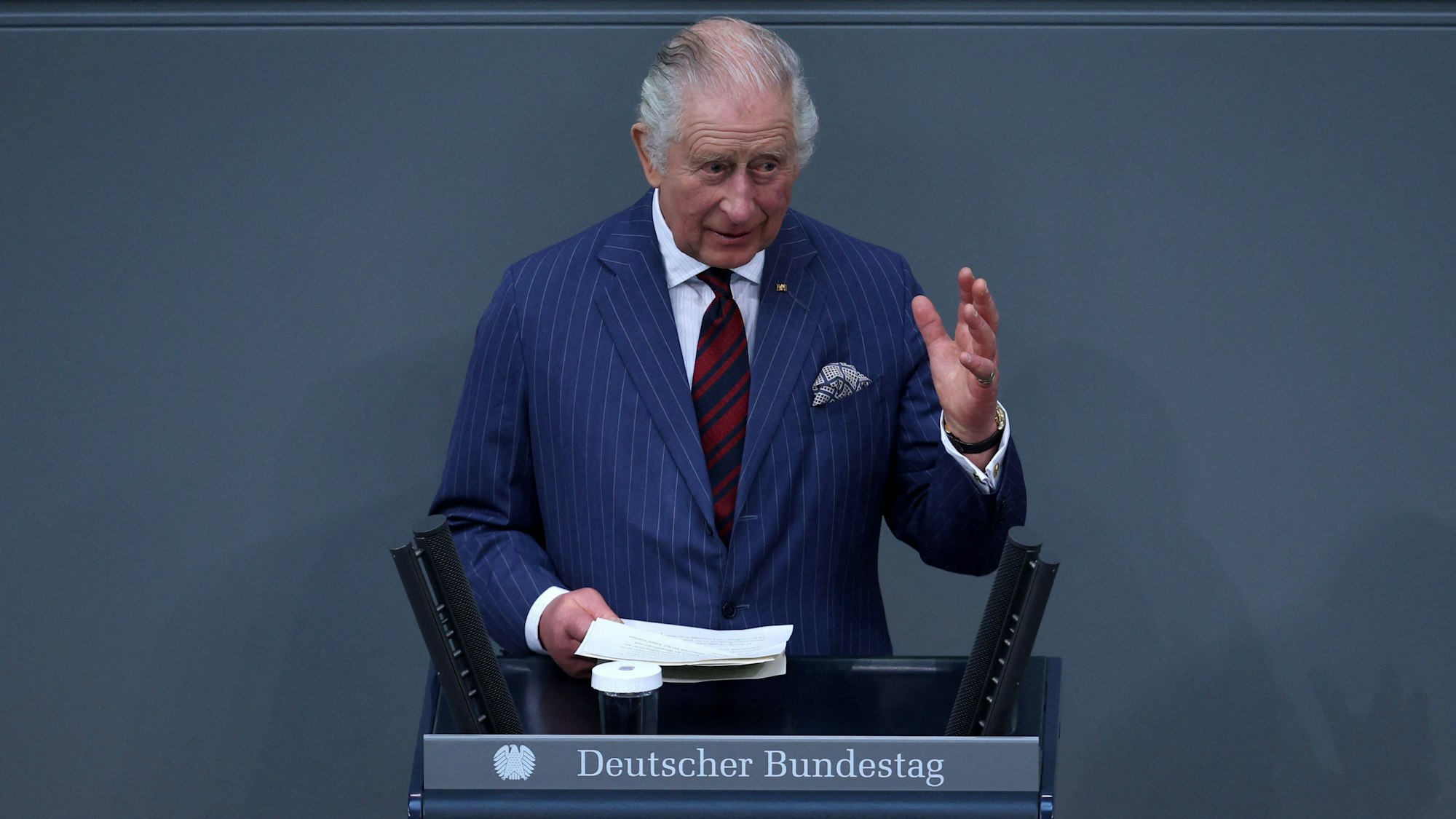 König Charles III. bei seiner Rede im Deutschen Bundestag am Donnerstag.