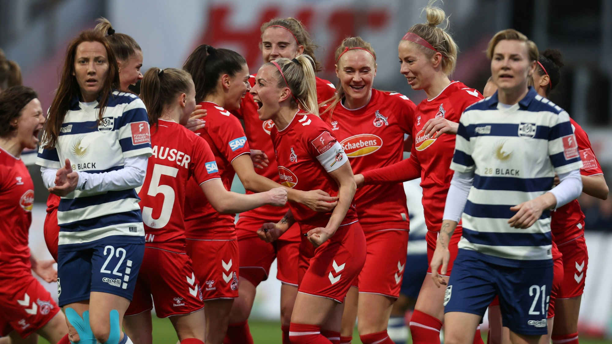 Mandy Islacker Köln, M, Torjubel 2-0, 1. FC Köln - MSV Duisburg, Flyeralarm Frauen Bundesliga, 17. Spieltag, Köln, Deutschland, 18.03.2023. *** Mandy Islacker Cologne, M , goal celebration 2 0, 1 FC Cologne MSV Duisburg, Flyeralarm Womens Bundesliga, Matchday 17, Cologne, Germany, 18 03 2023