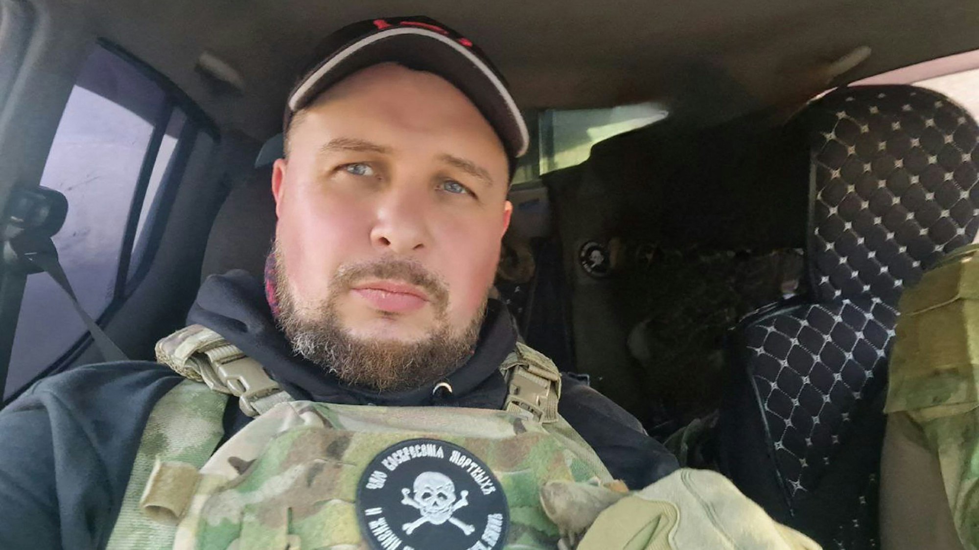 This undated handout picture obtained on the Telegram account of Russian military blogger Vladlen Tatarsky, whose real name is Maxim Fomin, shows him at an undisclosed location.