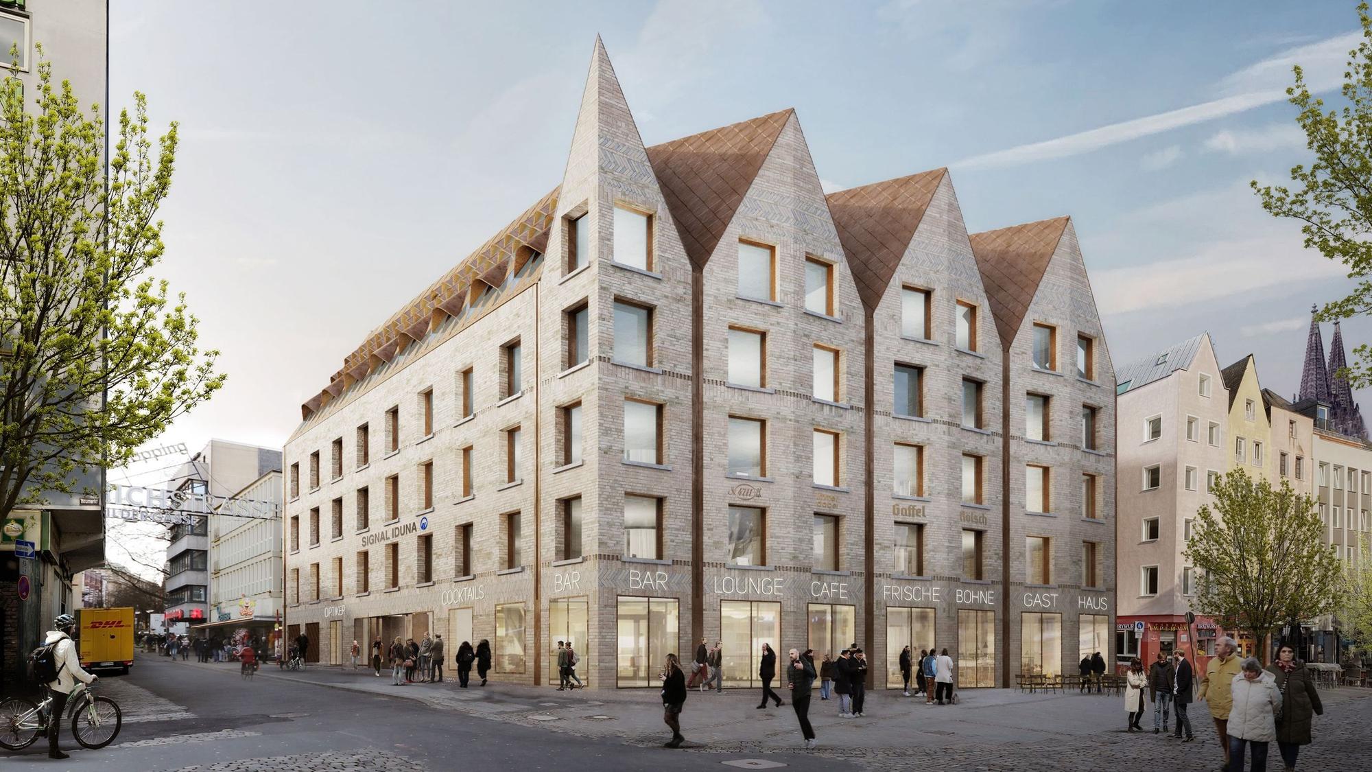 Der geplante Neubau von Hansainvest an der Ecke Heumarkt/Gürzenichstraße nach den Entwürfen des Architekten Thomas Kröger.