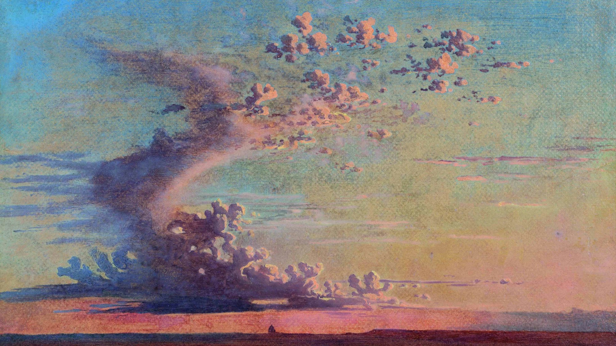 Johann Jakob Frey (1813 bis1865) Wolkenstudie (bei Rom?), um 1835/1839 in der Ausstellung „Mehr Licht“ im Düsseldorfer Kunstpalast.