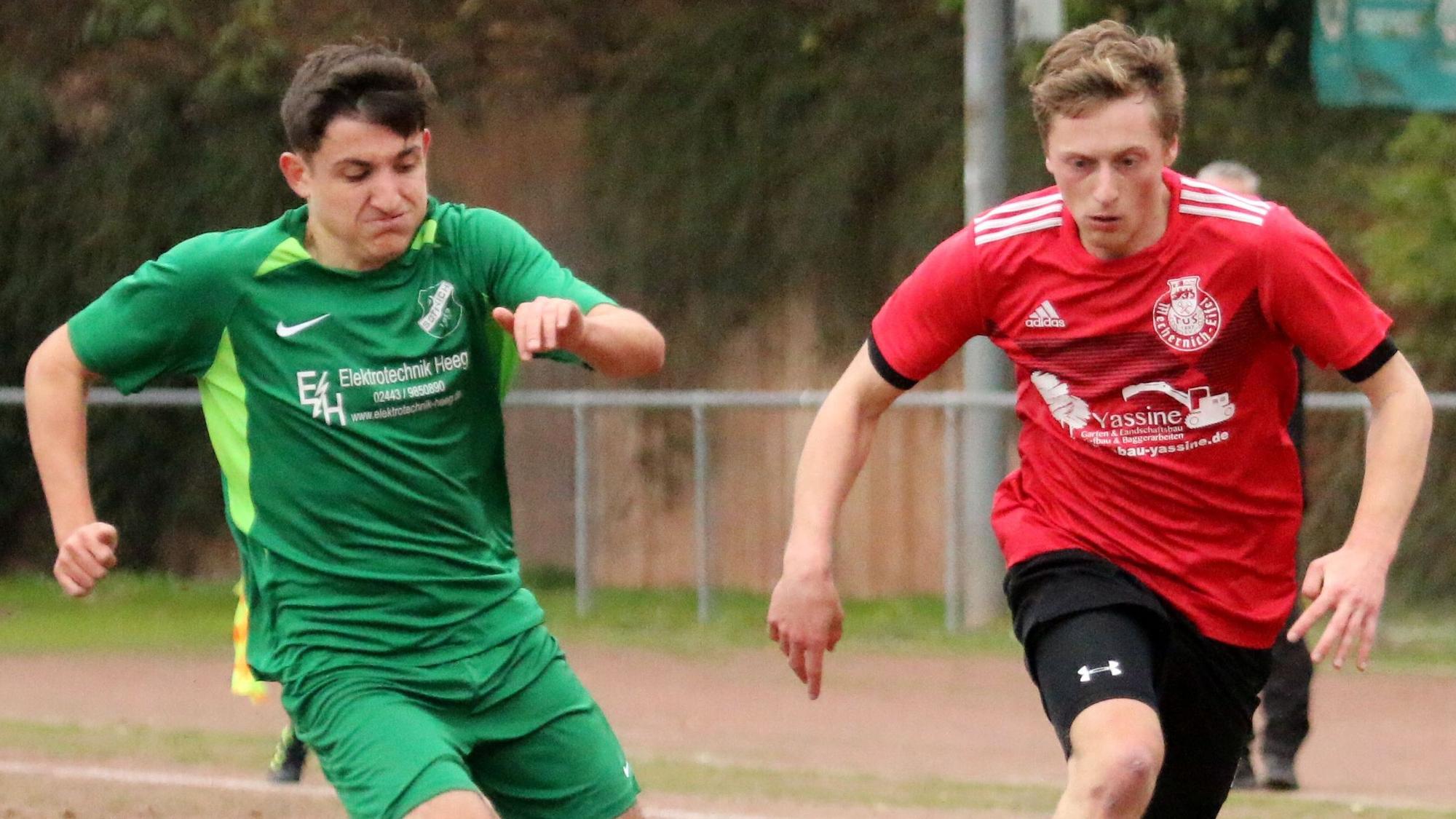 Im Abstiegskampf droht Sötenichs Lukas Hanf (l.) am Wochenende gegen Ahrem auszufallen. Johannes Simons tritt mit Mechernich in Hambach an.