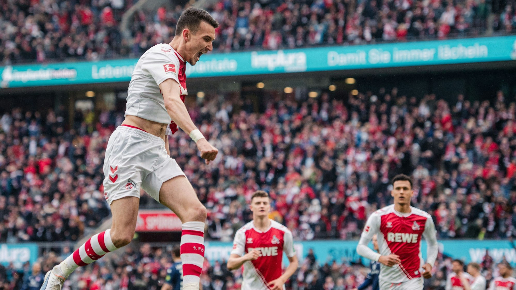 Die große Erleichterung: FC-Mittelfeldspieler Dejan Ljubicic bejubelt beim 1:1-Ausgleich gegen Mainz 05 seinen ersten Treffer seit dem 1. Oktober 2022.