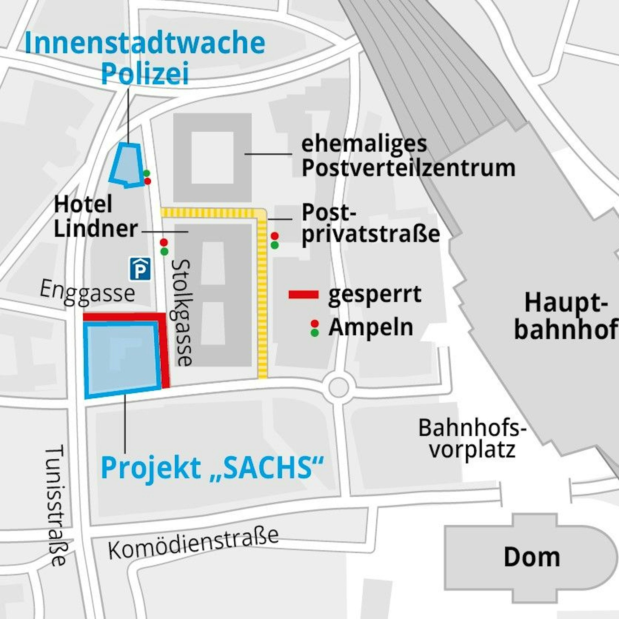 Die Verkehrsführung in der Kölner Innenstadt.