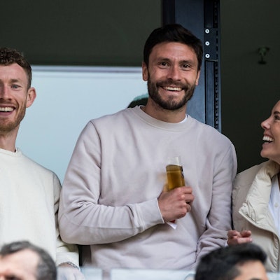 FLYERALARM Frauen Fussball Bundesliga, 1. FC Koeln - Eintracht Frankfurt Florian Kainz 1. FC Koeln und Jonas Hector 1. FC Koeln lachend in der Loge