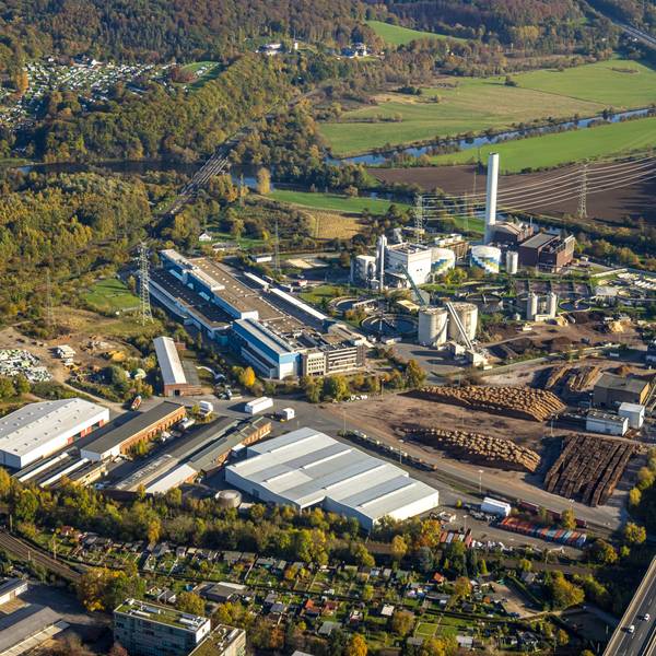 Das Luftbild zeigt das Heizkraftwerk in Hagen Boele-Kabel.