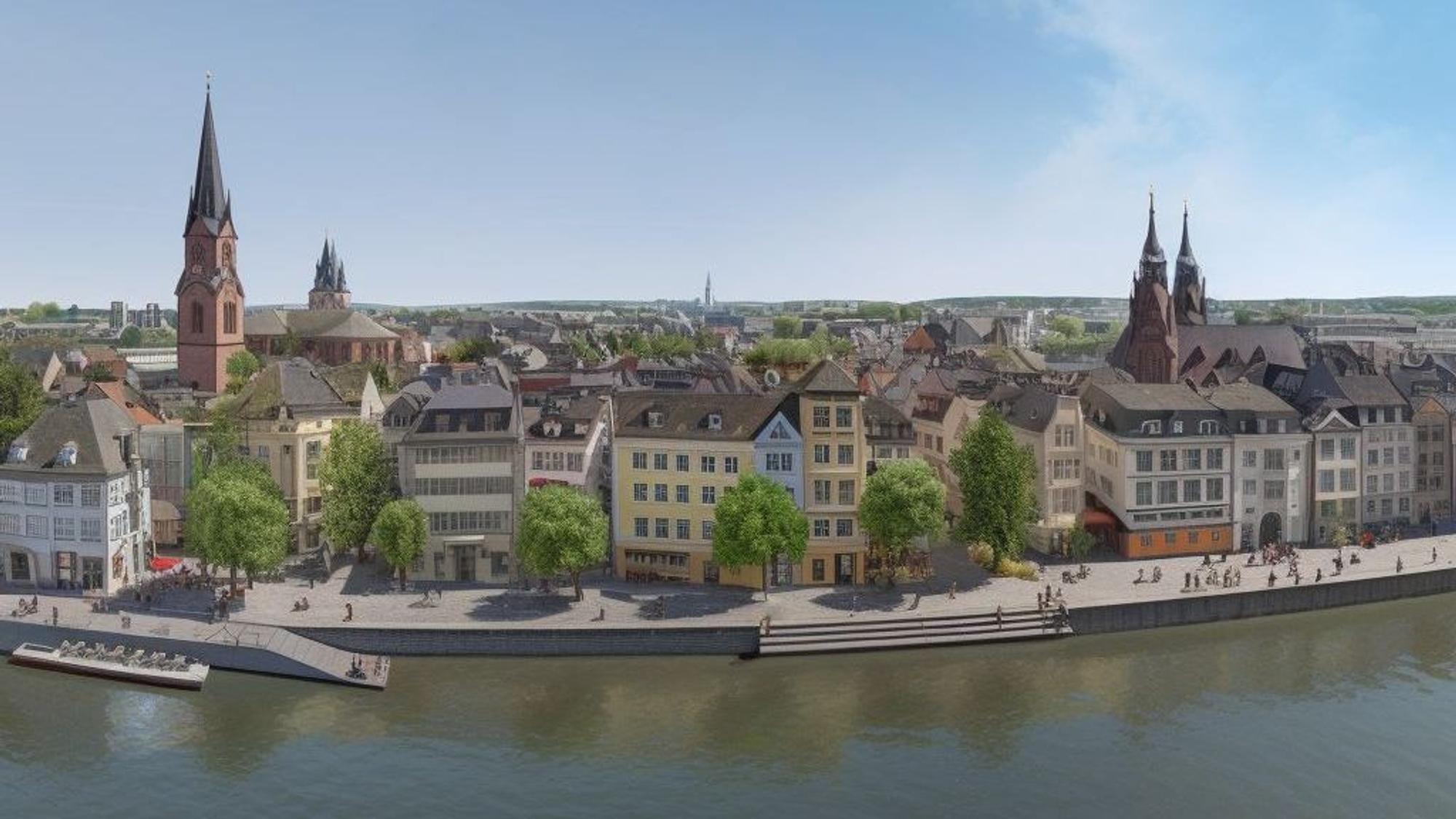 So sieht die künstliche Intelligenz Midjourney die Kölner Altstadt vor.