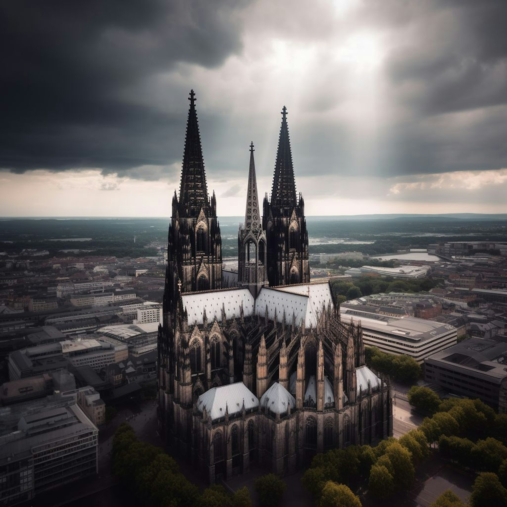 Gar nicht mal so schlecht: ein weiteres Bild vom Kölner Dom, generiert von der künstlichen Intelligenz Midjourney.