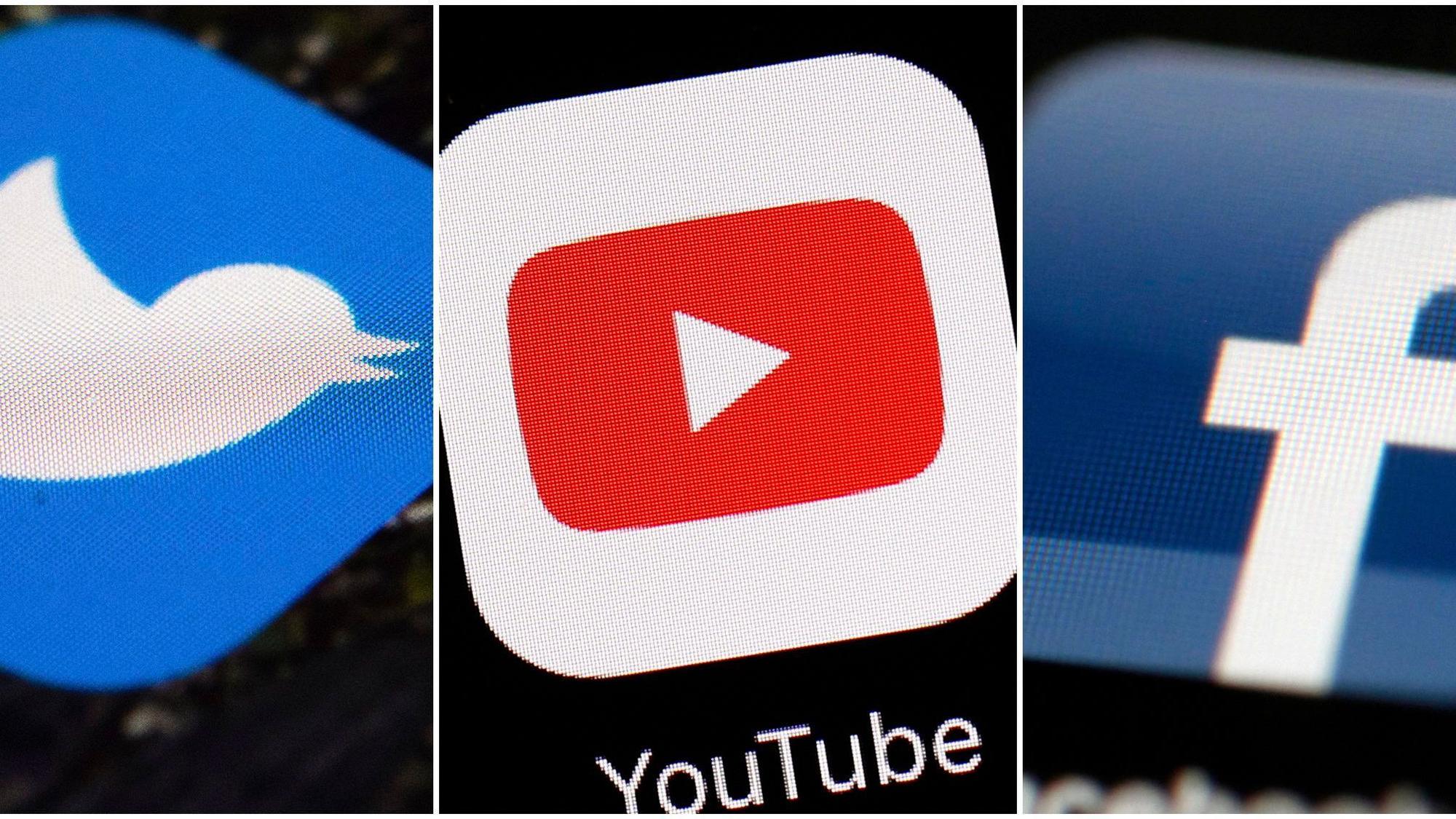 Logos von Twitter, Youtube und Facebook