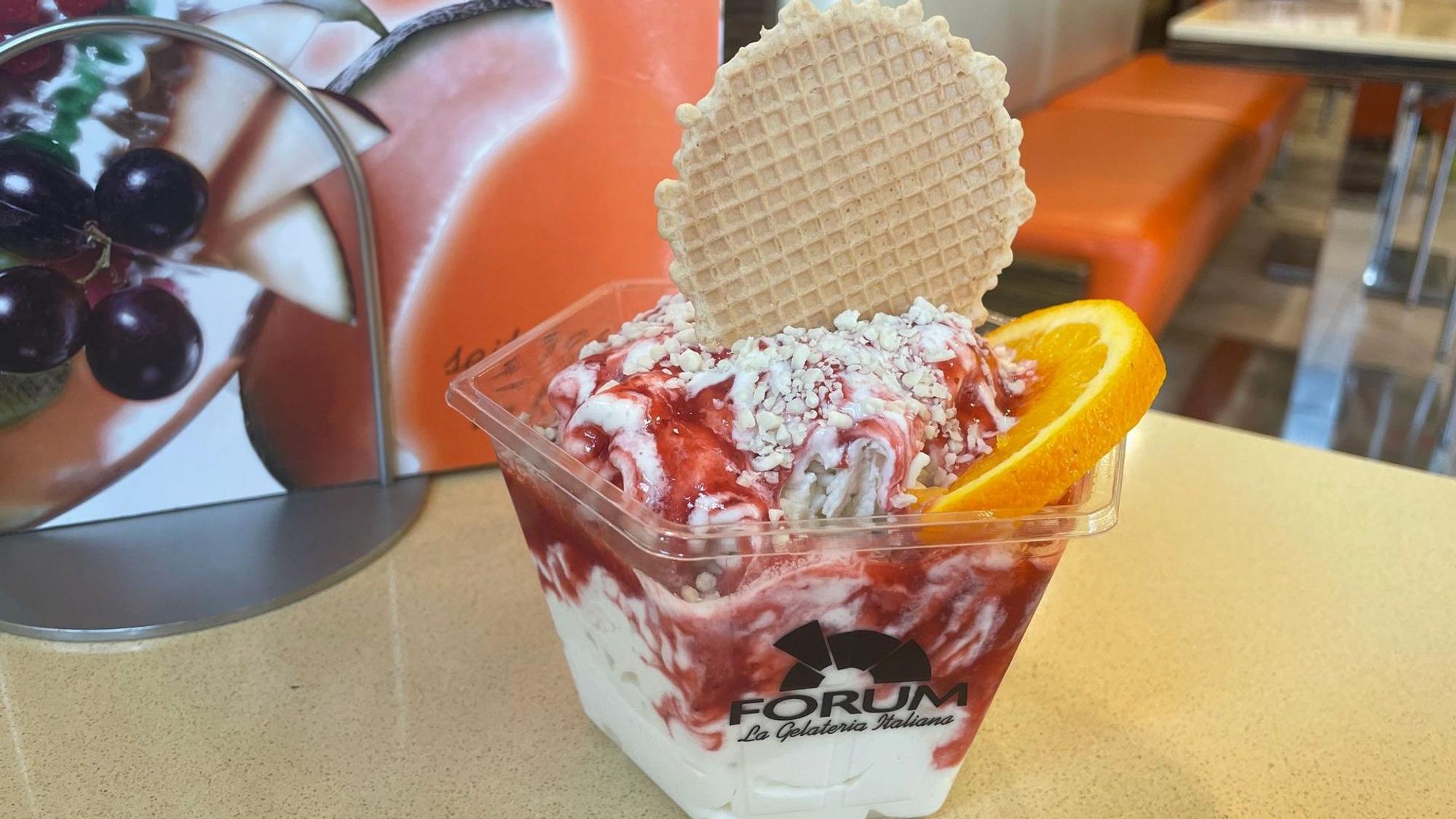 Ein Spaghetti-Eis im Eiscafe Forum Köln Südstadt