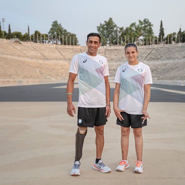 Paralympic-Teilnehmerin Alia Issa mit Teamkollege Ibrahim al Hussein.