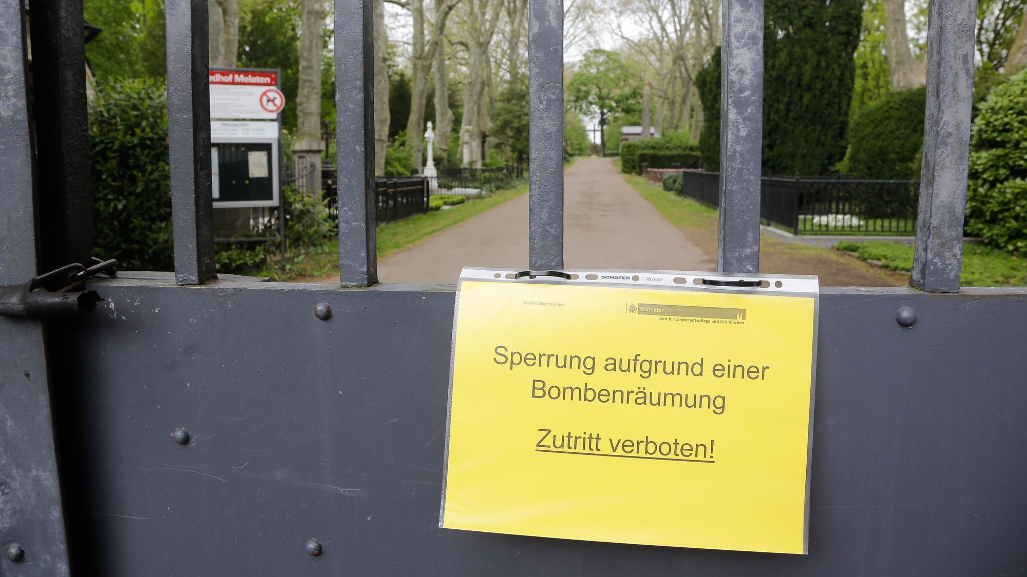 Sperrung des Melaten Friedhofs aufgrund einer Bombendrohung.