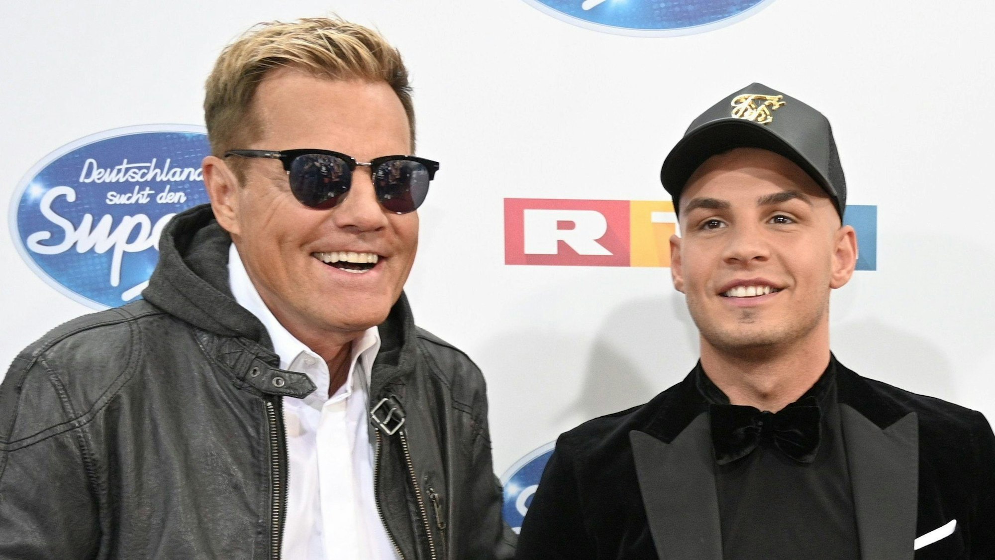 Die Juroren Dieter Bohlen (l) und Pietro Lombardi kommen zum Finale der RTL-Castingshow „Deutschland sucht den Superstar“.