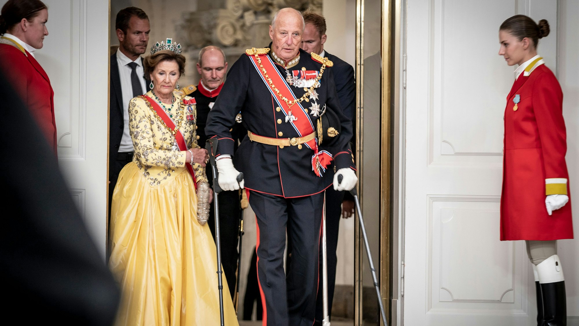 König Harald V. und Königin Sonja von Norwegen bei einem Galaabend im September 2022.