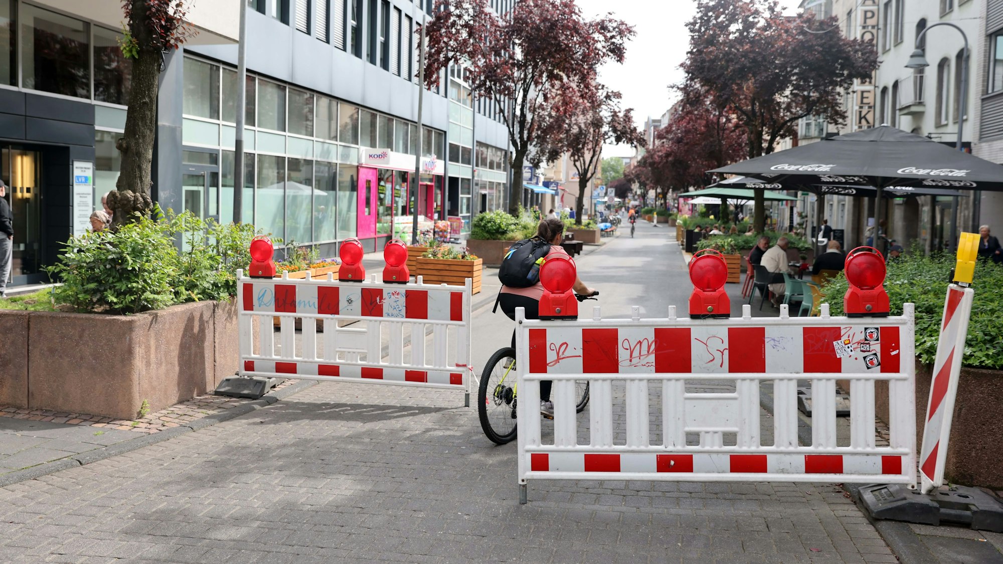 Der Verkehrsversuch auf der Deutzer Freiheit.