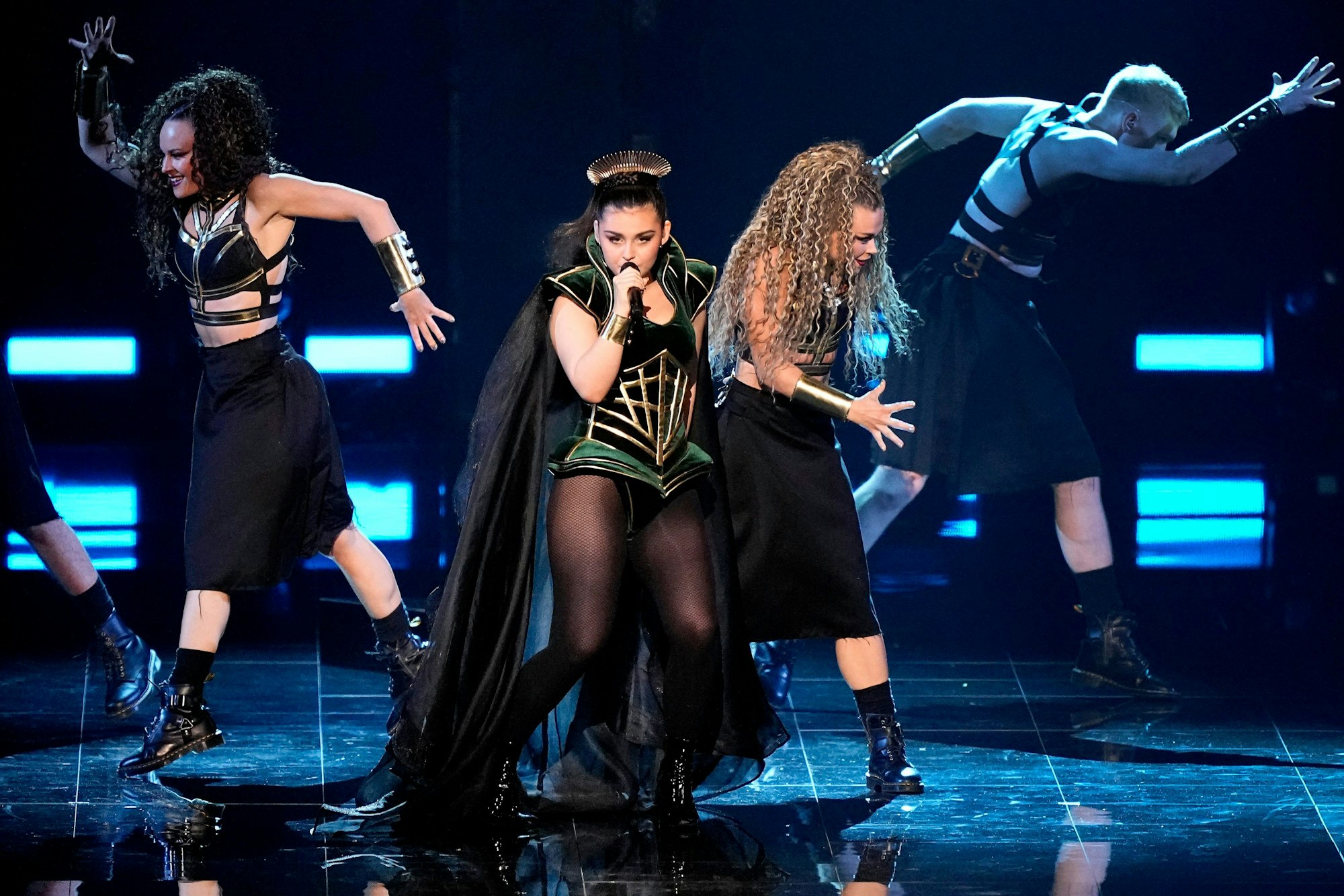 Alessandra of Norway performs during the first semi final at the Eurovision Song Contest in Liverpool, England, Tuesday, May 9, 2023. (AP Photo/Martin Meissner)