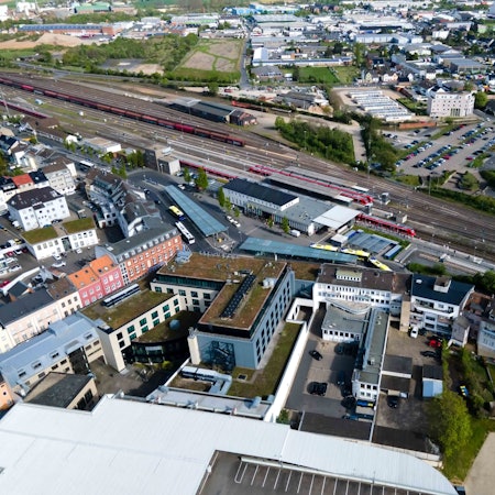 Die Euskirchener Innenstadt aus der Luft.