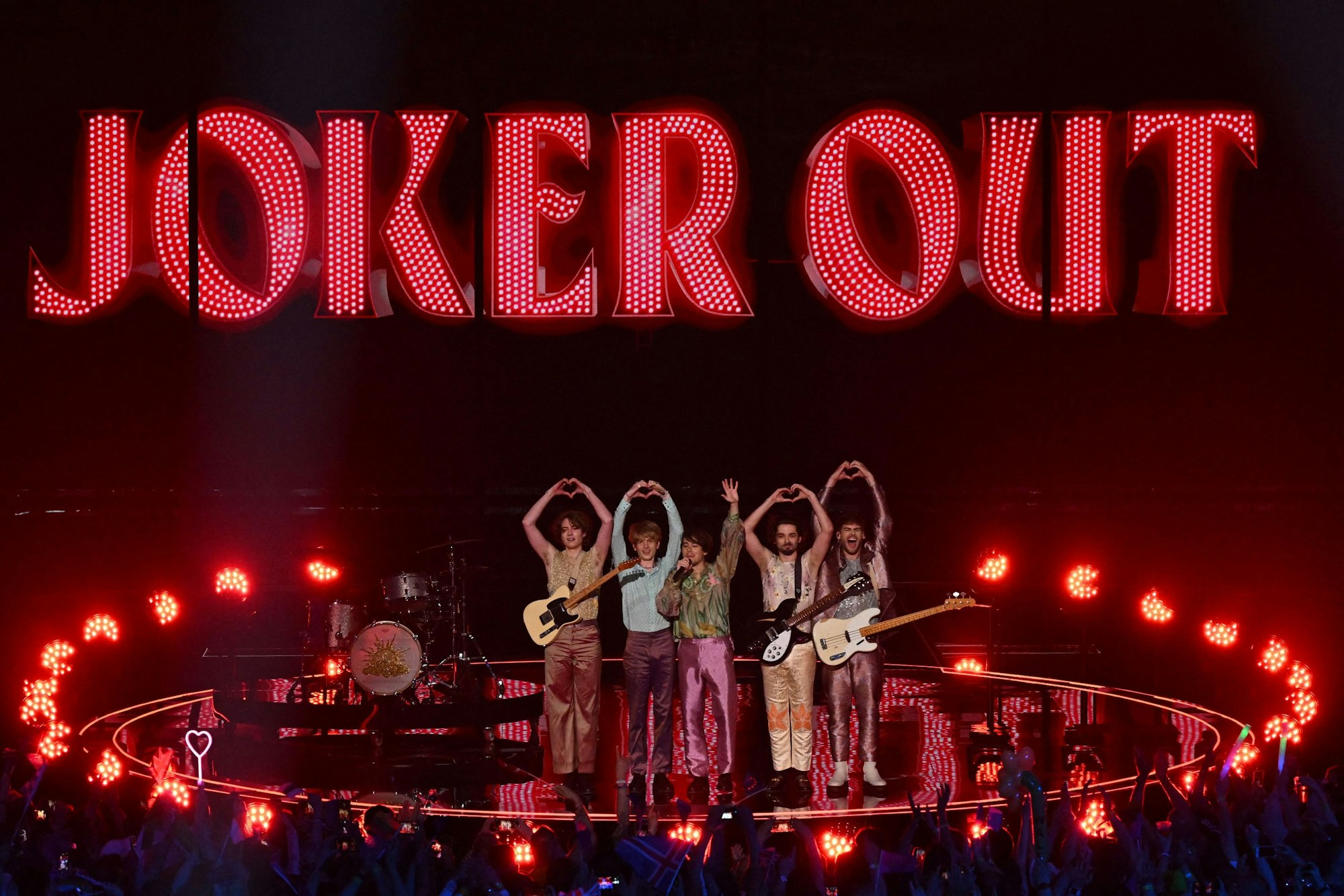 Indie rock band Joker Out perform on behalf of Slovenia during the second semi-final of the Eurovision Song contest 2023 at the M&S Bank Arena in Liverpool, northern England on May 11, 2023. (Photo by Paul ELLIS / AFP)