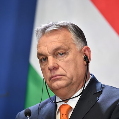Ungarns Ministerpräsident Viktor Orban bei einer Pressekonferenz. (Archivbild)