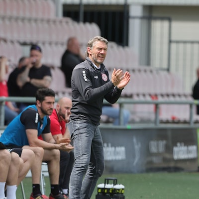 1.FC Köln U23 vs. Fortuna Köln, Regionalliga West, Saison 2022/23, Trainer Markus von Ahlen (Fortuna), 06.05.2023, Bild: Herbert Bucco