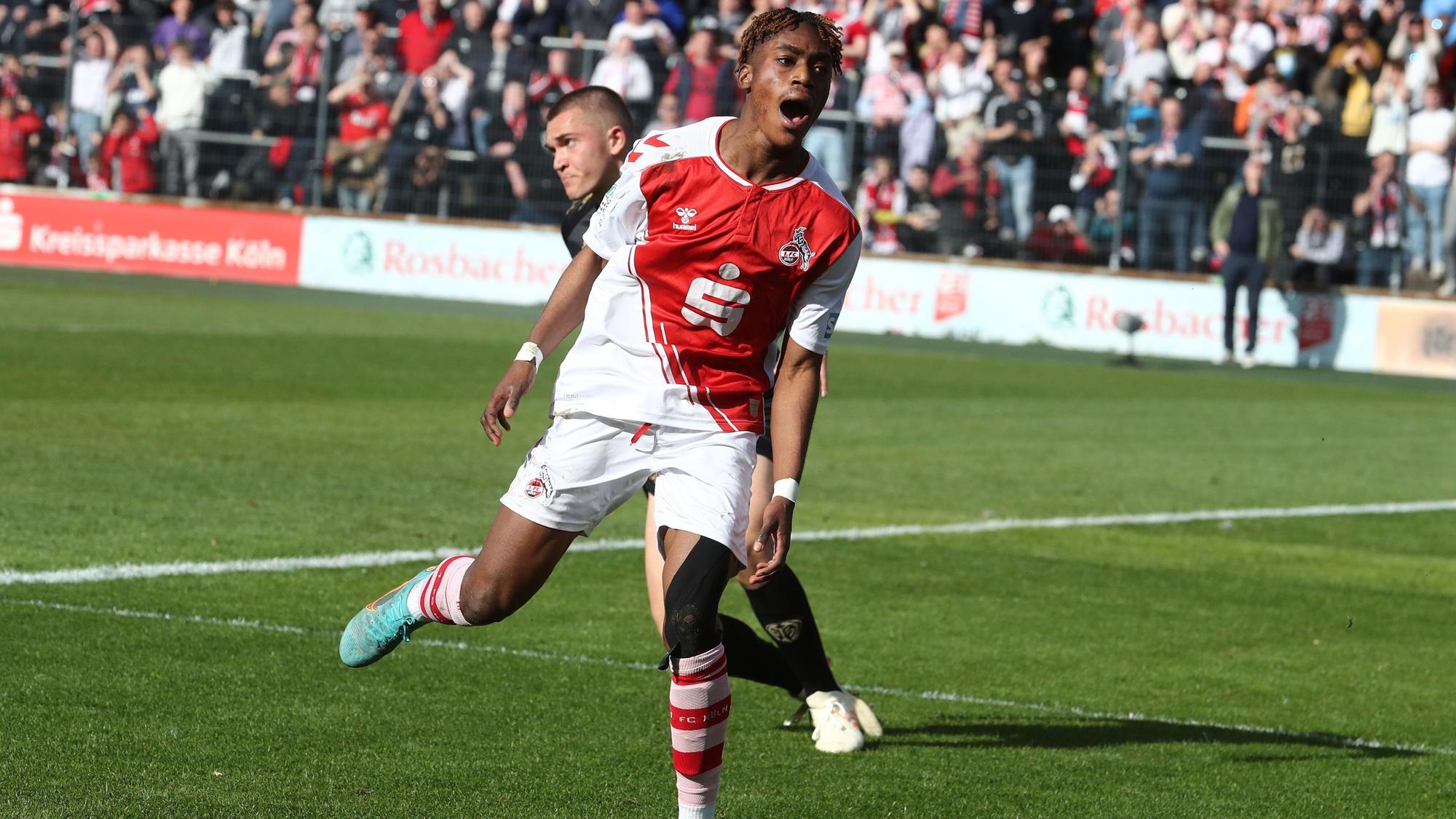 1.FC Köln U19 vs. FSV Mainz 05 U19, A Junioren Bundesliga, Halbfinal Rückspiel um die Deutsche Meisterschaft, Justin Diehl (1.FC Köln), 14.04.2023, Bild: Herbert Bucco