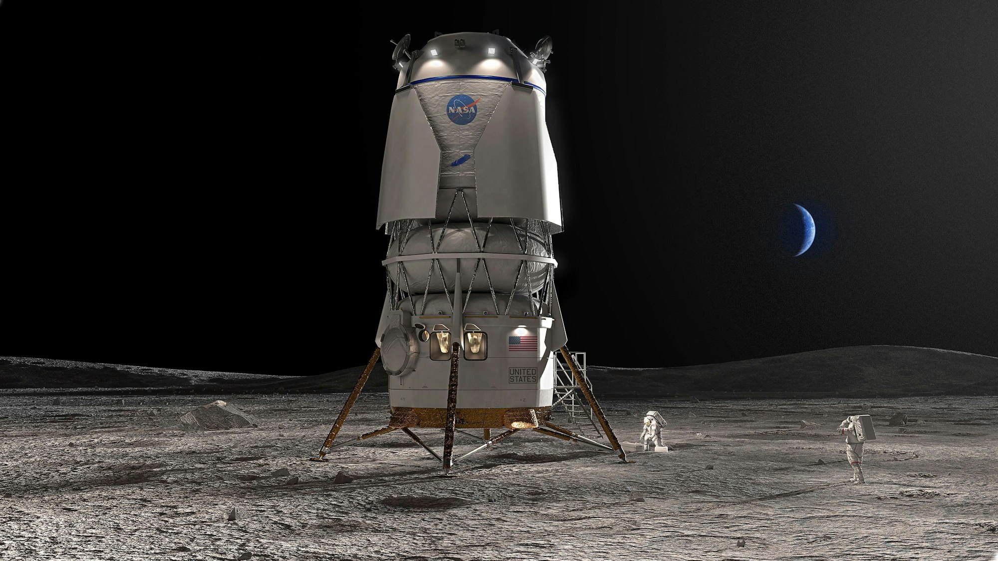 Dieses von Blue Origin bereitgestellte Bild zeigt den Blue Moonlander.
