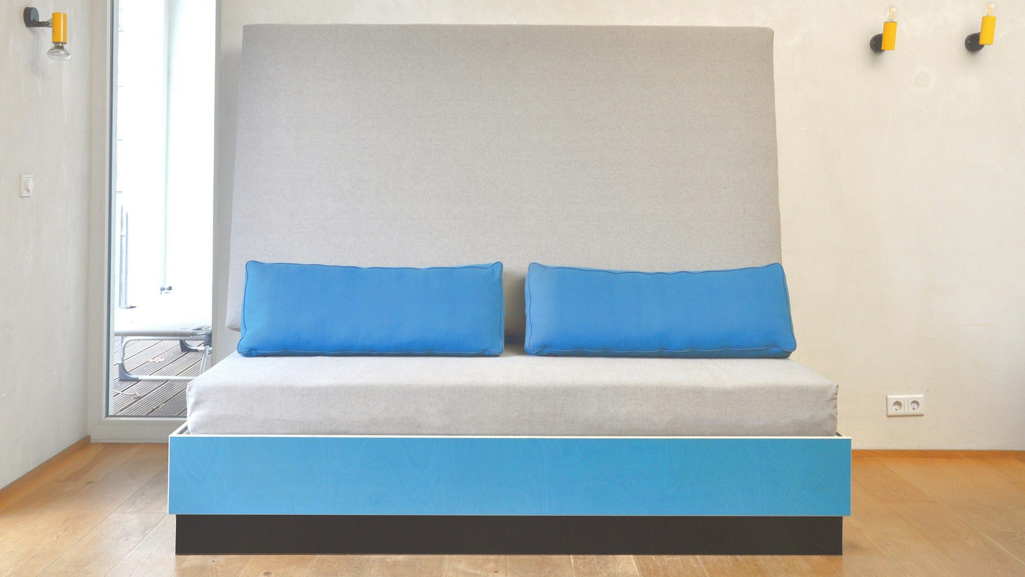 So sieht der Prototyp der Sauna im Sofa-Modus aus.