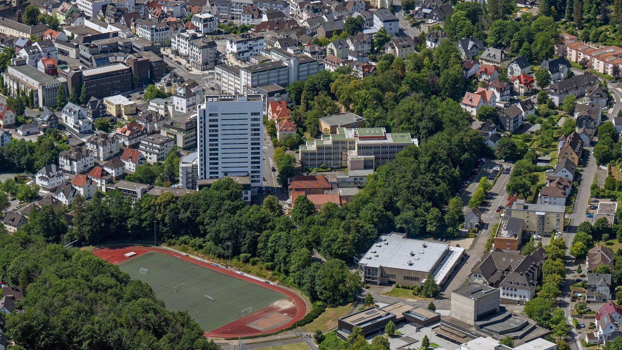 Ein Luftbild der Gummersbacher Innenstadt.