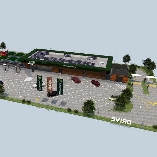 Die Visualisierung zeigt, wie die neue McDonald's-Filiale in Zülpich aussehen soll.