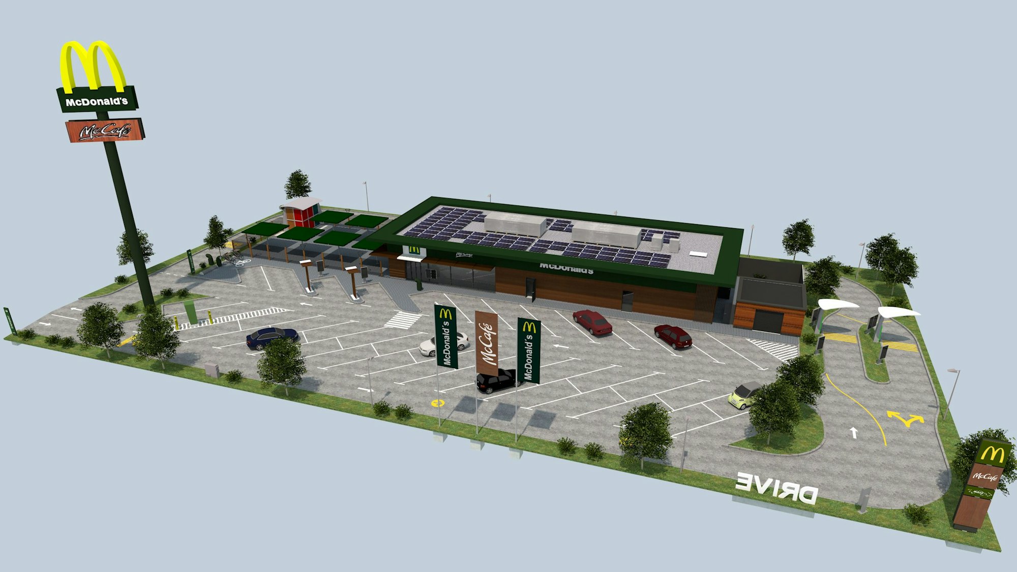 Die Visualisierung zeigt, wie die neue McDonald's-Filiale in Zülpich aussehen soll.