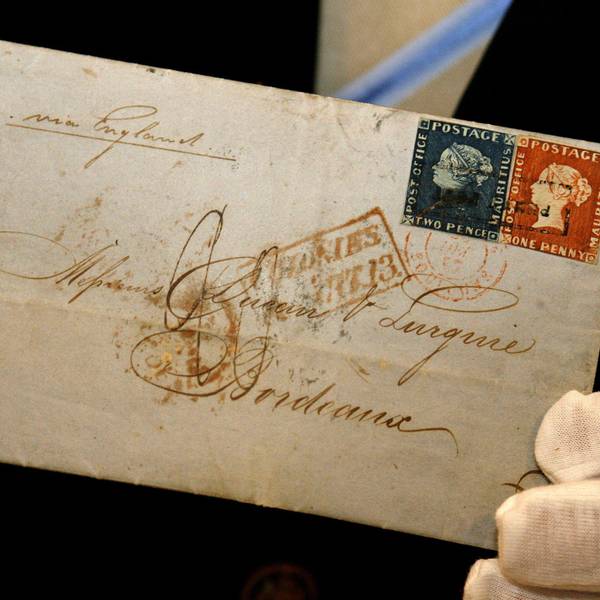 Der sogenannte Bordeaux-Brief ist der einzige erhaltene Umschlag, auf dem sowohl eine Rote als auch eine Blaue Mauritius klebt.
