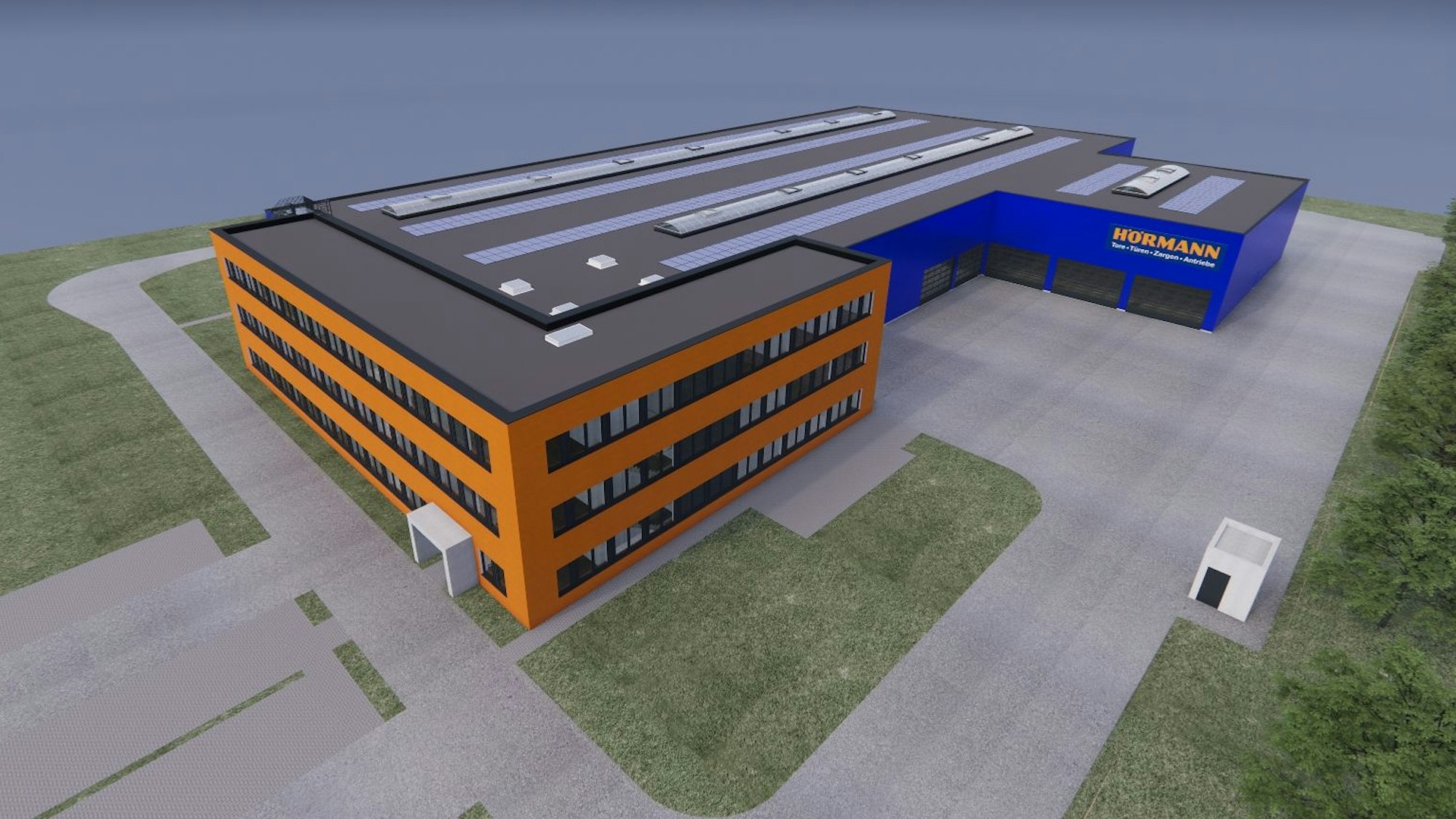 Die Visualisierung zeigt, wie der Neubau der Firma Hörmann in Zülpich aussehen soll.