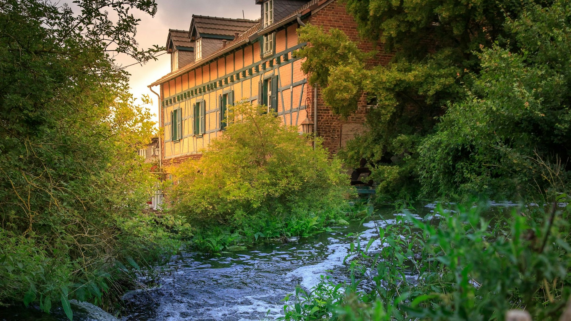 Das Foto zeigt die Gymnicher Mühle von außen.