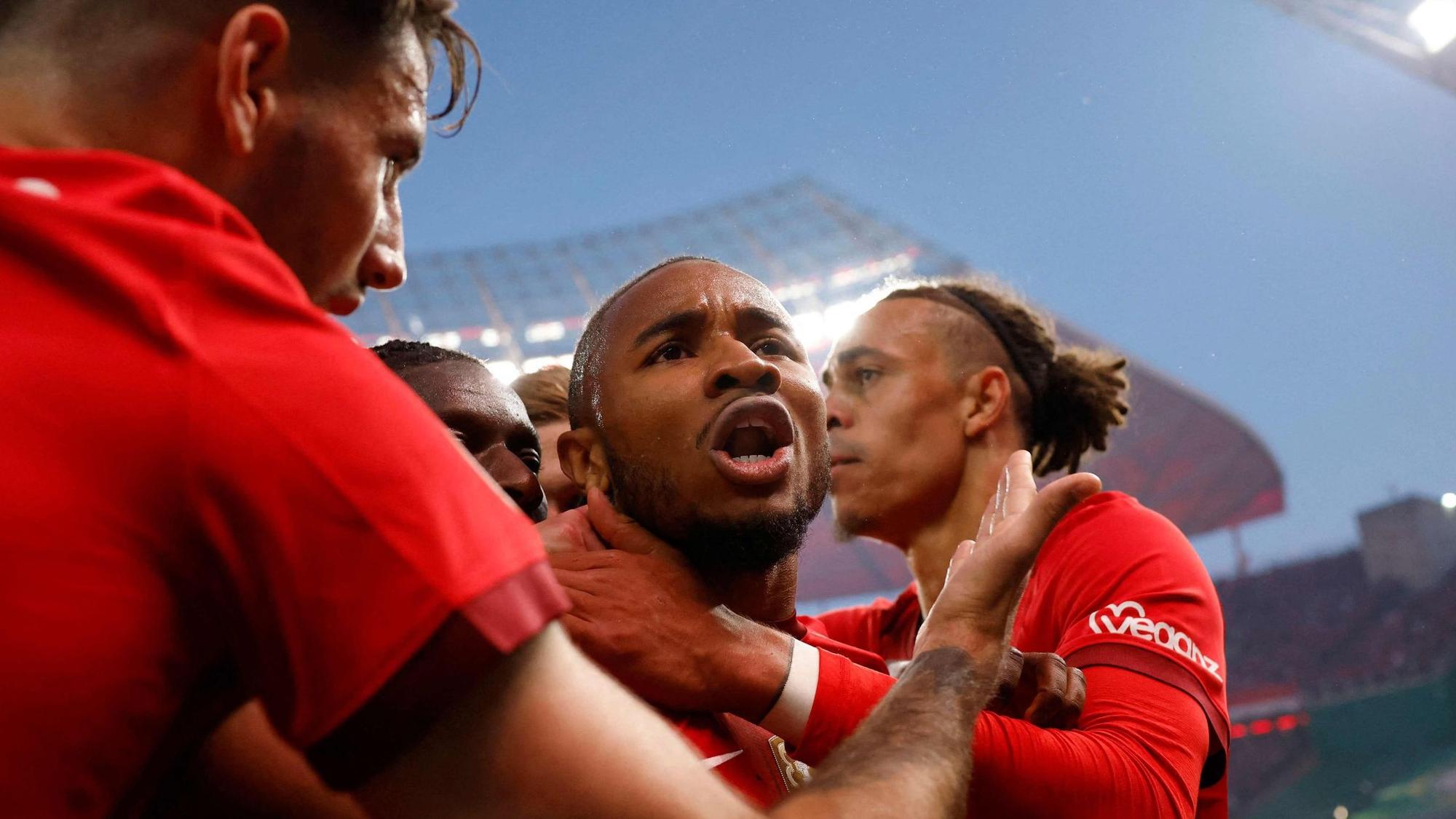 Leipzigs Christopher Nkunku jubelt nach dem 1:0-Führungstreffer im DFB-Pokal-Finale.
